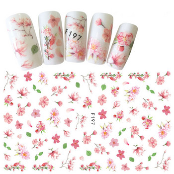 Ροζ Sakura Nail Foils Αυτοκόλλητο Απλό συρόμενο 3D Flower Blossom για μανικιούρ Υπέροχα νύχια Art Designer διακόσμηση BEF129