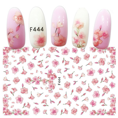Autocolant folii pentru unghii Sakura roz, floare de cireș, glisor de flori 3D pentru manichiură, unghii superbe, decorare de designer BEF129