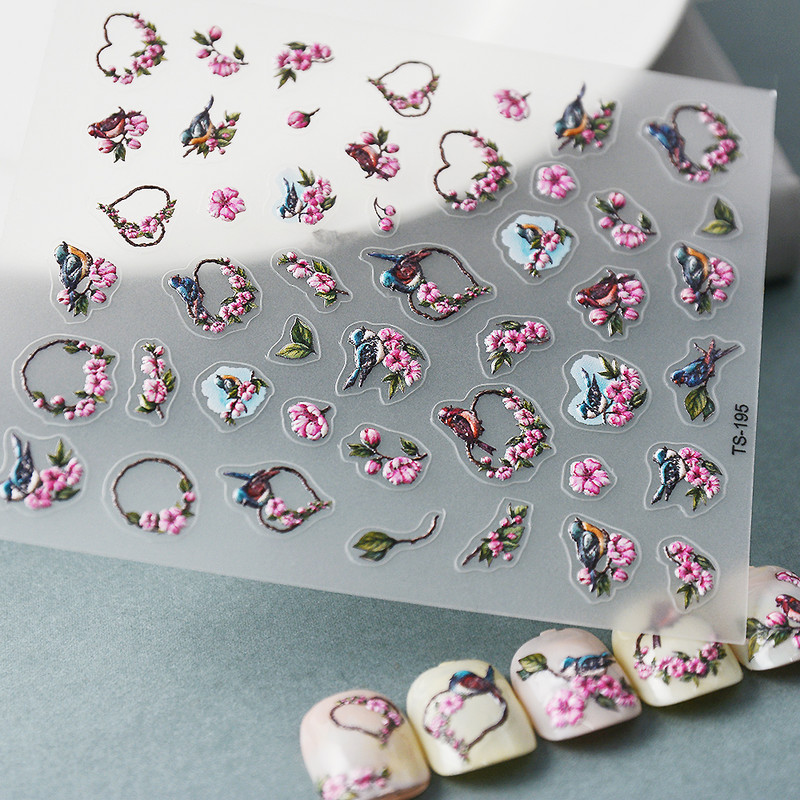 Цветна линия Сърце 5D стикери за нокти Задно лепило Стикери за нокти Дизайни Плъзгач Монограмни стикери