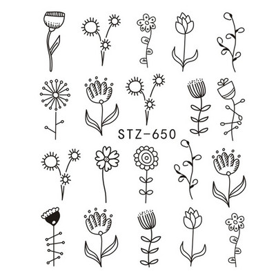 Fekete állati geometria köröm víz matricák Deer Fox Pig csúszka matrica köröm minták DIY lakk manikűr kiegészítők CHSTZ1018-1021