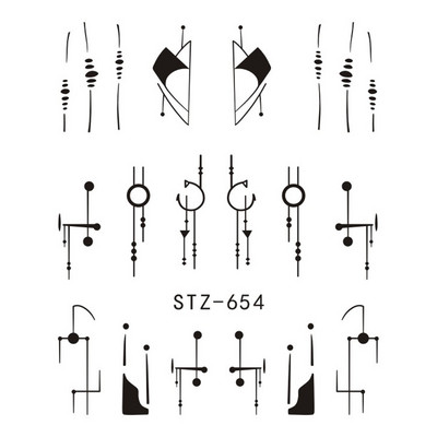 Fekete állati geometria köröm víz matricák Deer Fox Pig csúszka matrica köröm minták DIY lakk manikűr kiegészítők CHSTZ1018-1021