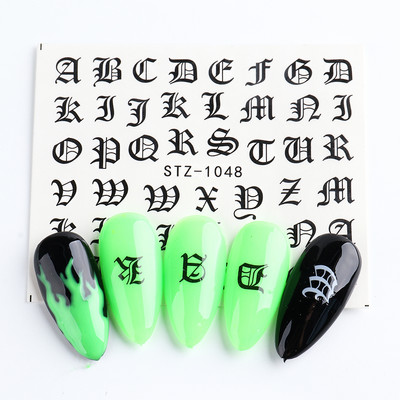 Fekete állati geometria köröm víz matricák Deer Fox Pig csúszka matrica köröm minták DIY lakk manikűr kiegészítők CHSTZ1018-1021