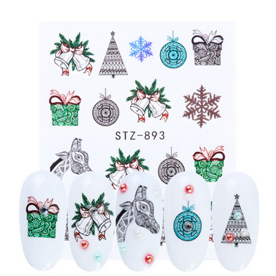 Fekete állati geometria köröm víz matricák Deer Fox Pig csúszka matrica köröm minták DIY lakk manikűr kiegészítők CHSTZ1018-1021