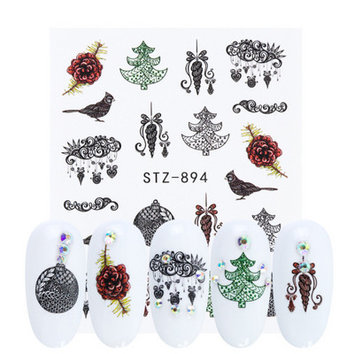 Fekete állati geometria köröm víz matricák Deer Fox Pig csúszka matrica köröm minták DIY lakk manikűr kiegészítők CHSTZ1018-1021