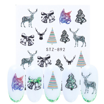 Fekete állati geometria köröm víz matricák Deer Fox Pig csúszka matrica köröm minták DIY lakk manikűr kiegészítők CHSTZ1018-1021