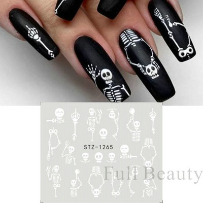 Fekete állati geometria köröm víz matricák Deer Fox Pig csúszka matrica köröm minták DIY lakk manikűr kiegészítők CHSTZ1018-1021