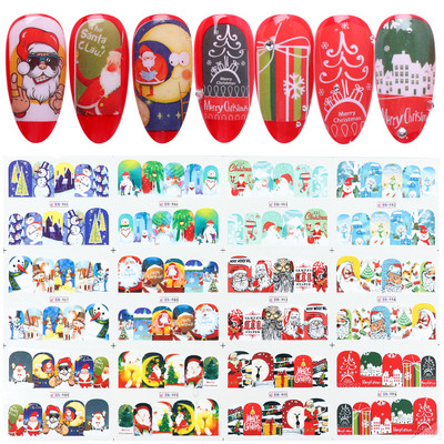 12db újévi csúszkák Téli körömdíszítés Aranyos rajzfilm pulóver Pingvin Gyermek Vízmatricák Manikűr matricák CHBN1945-1956