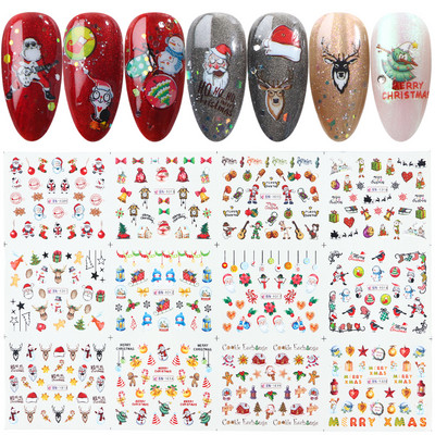 12db újévi csúszkák Téli körömdíszítés Aranyos rajzfilm pulóver Pingvin Gyermek Vízmatricák Manikűr matricák CHBN1945-1956