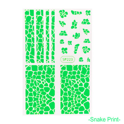 Μαύρα αυτοκόλλητα με τύπωμα λεοπάρδαλης φιδιού Ζώο τρίχας αγελάδας Ζέβρα γούρι για νύχια Αυτοκόλλητο συρόμενο μανικιούρ με αυτοκόλλητα στα νύχια BESP222-233