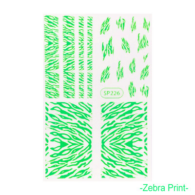 Μαύρα αυτοκόλλητα με τύπωμα λεοπάρδαλης φιδιού Ζώο τρίχας αγελάδας Ζέβρα γούρι για νύχια Αυτοκόλλητο συρόμενο μανικιούρ με αυτοκόλλητα στα νύχια BESP222-233