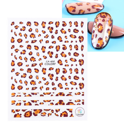 Μαύρα αυτοκόλλητα με τύπωμα λεοπάρδαλης φιδιού Ζώο τρίχας αγελάδας Ζέβρα γούρι για νύχια Αυτοκόλλητο συρόμενο μανικιούρ με αυτοκόλλητα στα νύχια BESP222-233