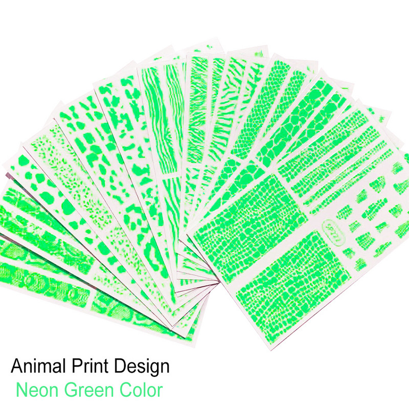 Μαύρα αυτοκόλλητα με τύπωμα λεοπάρδαλης φιδιού Ζώο τρίχας αγελάδας Ζέβρα γούρι για νύχια Αυτοκόλλητο συρόμενο μανικιούρ με αυτοκόλλητα στα νύχια BESP222-233