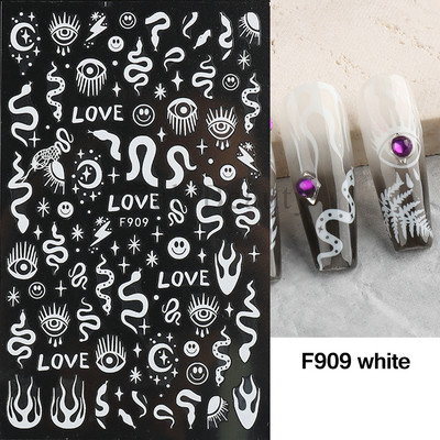 Evil Eyes Snake Küünekleebised Must Valged Liugurid küüntele Tähed Kuu Tähtkuju Kaunistused Lehed Lilled Kleebised NLF909