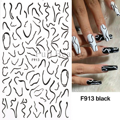 Evil Eyes Snake Küünekleebised Must Valged Liugurid küüntele Tähed Kuu Tähtkuju Kaunistused Lehed Lilled Kleebised NLF909