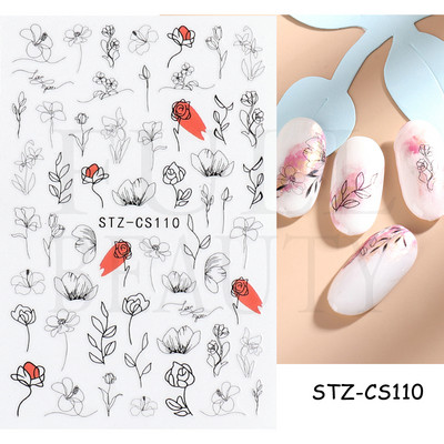 Evil Eyes Snake Küünekleebised Must Valged Liugurid küüntele Tähed Kuu Tähtkuju Kaunistused Lehed Lilled Kleebised NLF909