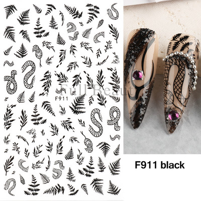 Evil Eyes Snake Küünekleebised Must Valged Liugurid küüntele Tähed Kuu Tähtkuju Kaunistused Lehed Lilled Kleebised NLF909