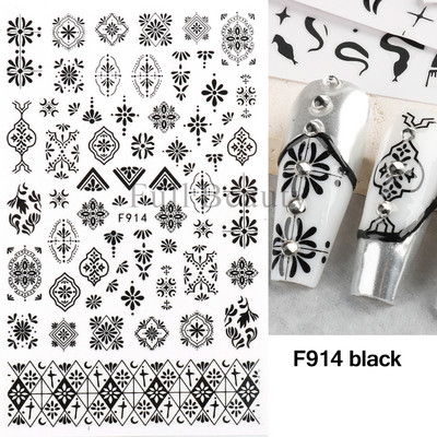 Evil Eyes Snake Küünekleebised Must Valged Liugurid küüntele Tähed Kuu Tähtkuju Kaunistused Lehed Lilled Kleebised NLF909