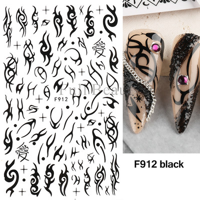 Evil Eyes Snake Küünekleebised Must Valged Liugurid küüntele Tähed Kuu Tähtkuju Kaunistused Lehed Lilled Kleebised NLF909
