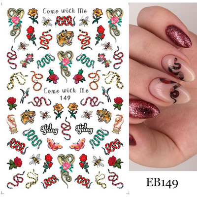 Evil Eyes Snake Küünekleebised Must Valged Liugurid küüntele Tähed Kuu Tähtkuju Kaunistused Lehed Lilled Kleebised NLF909