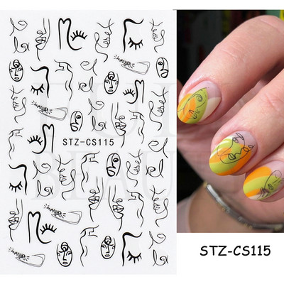 Evil Eyes Snake Küünekleebised Must Valged Liugurid küüntele Tähed Kuu Tähtkuju Kaunistused Lehed Lilled Kleebised NLF909