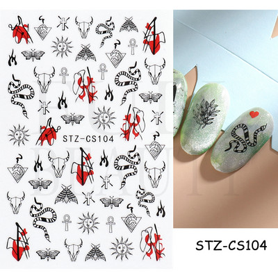 Evil Eyes Snake Küünekleebised Must Valged Liugurid küüntele Tähed Kuu Tähtkuju Kaunistused Lehed Lilled Kleebised NLF909