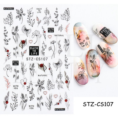 Evil Eyes Snake Küünekleebised Must Valged Liugurid küüntele Tähed Kuu Tähtkuju Kaunistused Lehed Lilled Kleebised NLF909