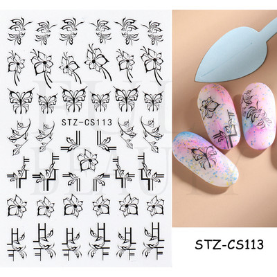 Evil Eyes Snake Küünekleebised Must Valged Liugurid küüntele Tähed Kuu Tähtkuju Kaunistused Lehed Lilled Kleebised NLF909