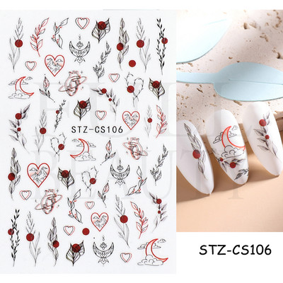 Evil Eyes Snake Küünekleebised Must Valged Liugurid küüntele Tähed Kuu Tähtkuju Kaunistused Lehed Lilled Kleebised NLF909