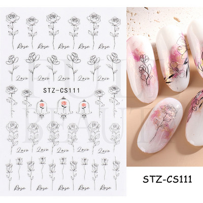 Evil Eyes Snake Küünekleebised Must Valged Liugurid küüntele Tähed Kuu Tähtkuju Kaunistused Lehed Lilled Kleebised NLF909