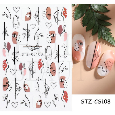 Evil Eyes Snake Küünekleebised Must Valged Liugurid küüntele Tähed Kuu Tähtkuju Kaunistused Lehed Lilled Kleebised NLF909