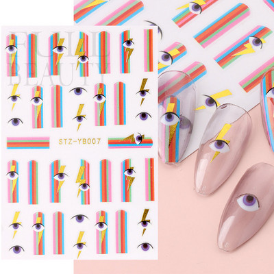 Evil Eyes Snake Küünekleebised Must Valged Liugurid küüntele Tähed Kuu Tähtkuju Kaunistused Lehed Lilled Kleebised NLF909