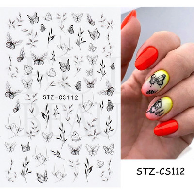 Evil Eyes Snake Küünekleebised Must Valged Liugurid küüntele Tähed Kuu Tähtkuju Kaunistused Lehed Lilled Kleebised NLF909