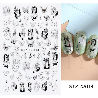 Evil Eyes Snake Küünekleebised Must Valged Liugurid küüntele Tähed Kuu Tähtkuju Kaunistused Lehed Lilled Kleebised NLF909