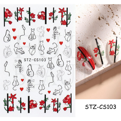 Evil Eyes Snake Küünekleebised Must Valged Liugurid küüntele Tähed Kuu Tähtkuju Kaunistused Lehed Lilled Kleebised NLF909