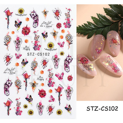 Evil Eyes Snake Küünekleebised Must Valged Liugurid küüntele Tähed Kuu Tähtkuju Kaunistused Lehed Lilled Kleebised NLF909