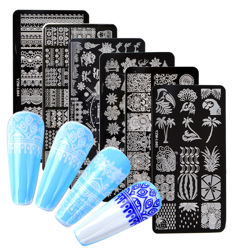 1 PC Lace Flower Animal Nail Stamping Plate Marble Image Stamp Templates Geometric Printing Stencil Tools