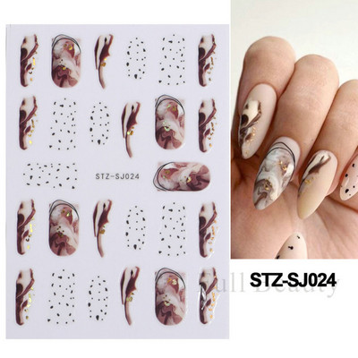 3D klizači za zečiće Nail Art Zlatno bronzing naljepnice Slatki crtani zečevi cvjetovi Naljepnice za nokte 2023 Dekoracija za manikuru LASTZ-D005