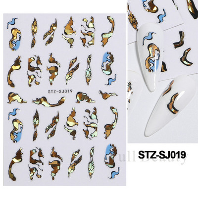 3D klizači za zečiće Nail Art Zlatno bronzing naljepnice Slatki crtani zečevi cvjetovi Naljepnice za nokte 2023 Dekoracija za manikuru LASTZ-D005