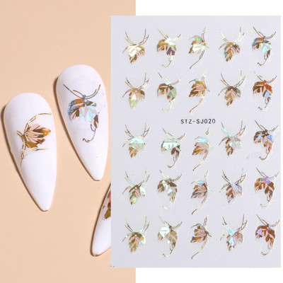 3D klizači za zečiće Nail Art Zlatno bronzing naljepnice Slatki crtani zečevi cvjetovi Naljepnice za nokte 2023 Dekoracija za manikuru LASTZ-D005