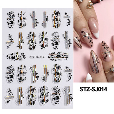3D klizači za zečiće Nail Art Zlatno bronzing naljepnice Slatki crtani zečevi cvjetovi Naljepnice za nokte 2023 Dekoracija za manikuru LASTZ-D005