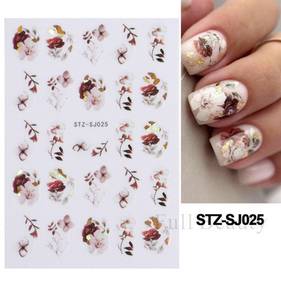 3D klizači za zečiće Nail Art Zlatno bronzing naljepnice Slatki crtani zečevi cvjetovi Naljepnice za nokte 2023 Dekoracija za manikuru LASTZ-D005