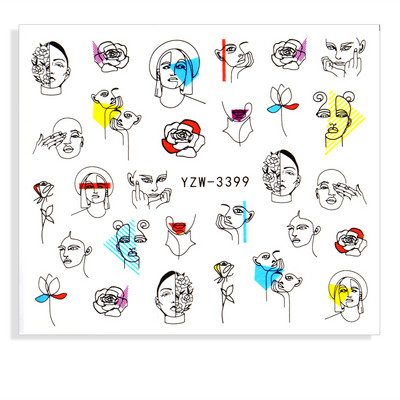 2023 ÚJ Körömmatrica Női Arc Vázlat Absztrakt Kép Szexi Lány Nail Art Öntapadó Matricák Tetoválások Csúsztatók Manikűr Barkácseszközök