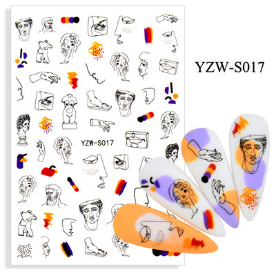 2023 ÚJ Körömmatrica Női Arc Vázlat Absztrakt Kép Szexi Lány Nail Art Öntapadó Matricák Tetoválások Csúsztatók Manikűr Barkácseszközök