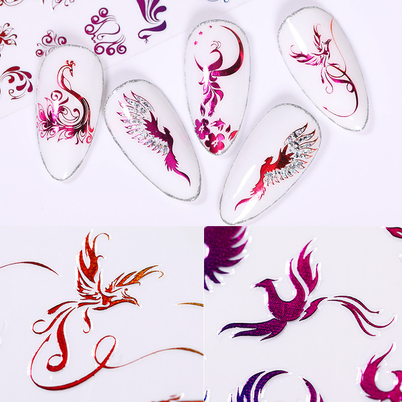 1 tk 3D küünekleebised Kulddraakon Värvilised Phoenixsi küünekleebised Üliõhukesed küünekleebised Mähised DIY küünekunsti kaunistus