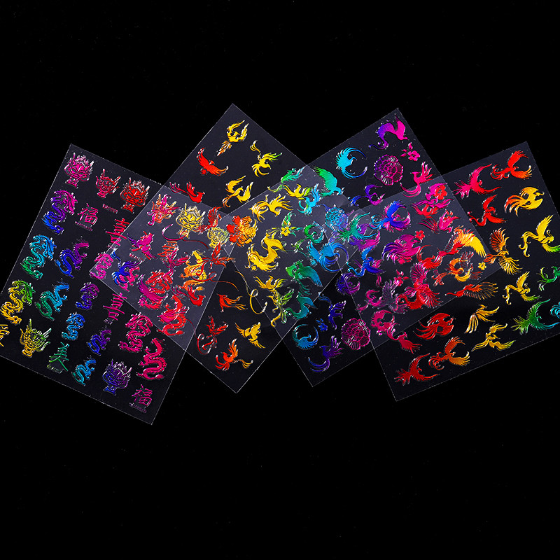 1 tk 3D küünekleebised Kulddraakon Värvilised Phoenixsi küünekleebised Üliõhukesed küünekleebised Mähised DIY küünekunsti kaunistus