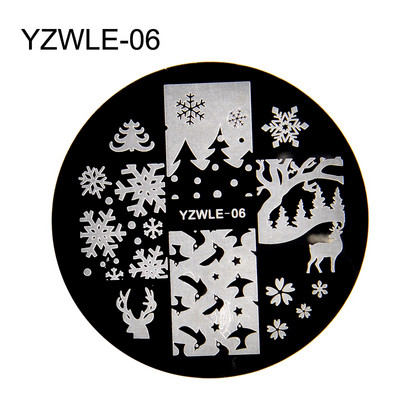 2023-as új, 5,6 cm-es kerek körömdíszítő bélyegző körömbélyegző sablon karácsonyi sorozat, barkácsolás, köröm minták, manikűr képlemez sablon