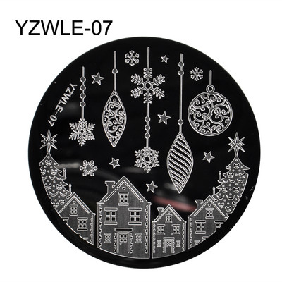 2023-as új, 5,6 cm-es kerek körömdíszítő bélyegző körömbélyegző sablon karácsonyi sorozat, barkácsolás, köröm minták, manikűr képlemez sablon