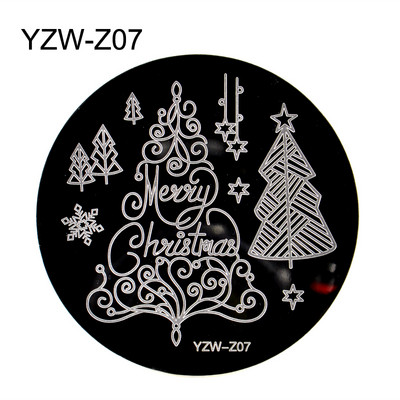 2023-as új, 5,6 cm-es kerek körömdíszítő bélyegző körömbélyegző sablon karácsonyi sorozat, barkácsolás, köröm minták, manikűr képlemez sablon