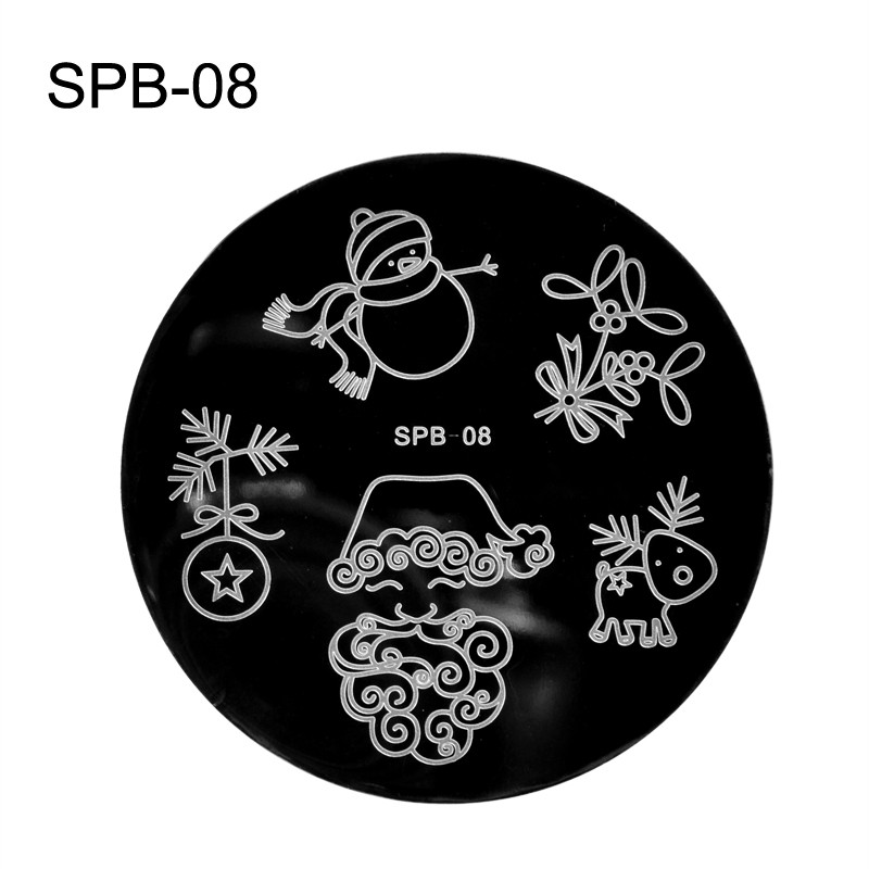 2023-as új, 5,6 cm-es kerek körömdíszítő bélyegző körömbélyegző sablon karácsonyi sorozat, barkácsolás, köröm minták, manikűr képlemez sablon