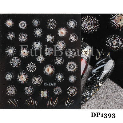 3D Space αυτοκόλλητα νυχιών Planet Nail Charms Stars Galaxy Foils Πολύχρωμα συρόμενα πυροτεχνήματα Ακουαρέλα Λουλούδια Διακόσμηση GLDP1396